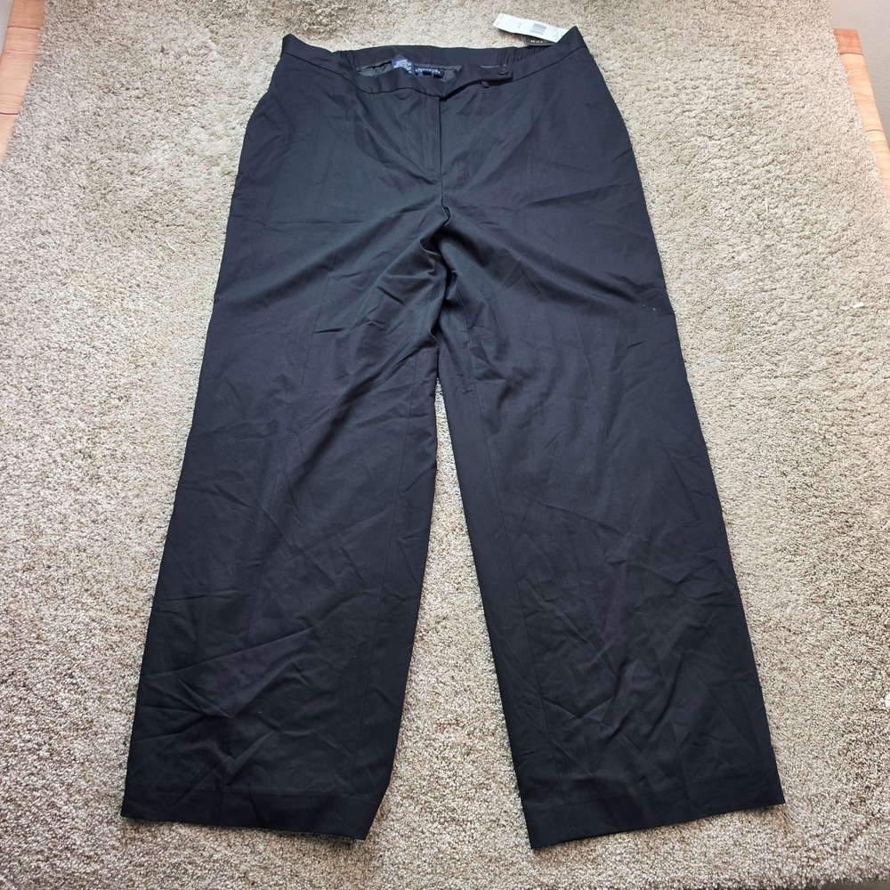 NEW Jones New York Signature Dress Pants Women 20W Black Wide Leg Stretch Career